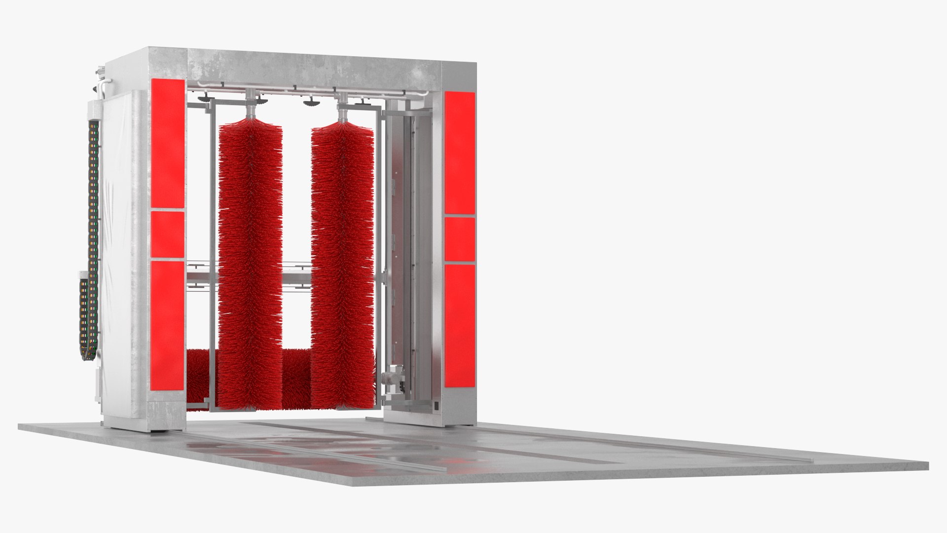 Red Automatic Truck Wash Rigged 3D model preview