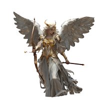 Christmas Angel Archer Statue - Golden  White Holiday Decor