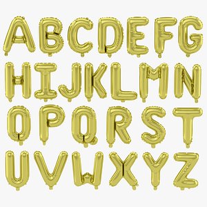 3D balloon gold alphabet model