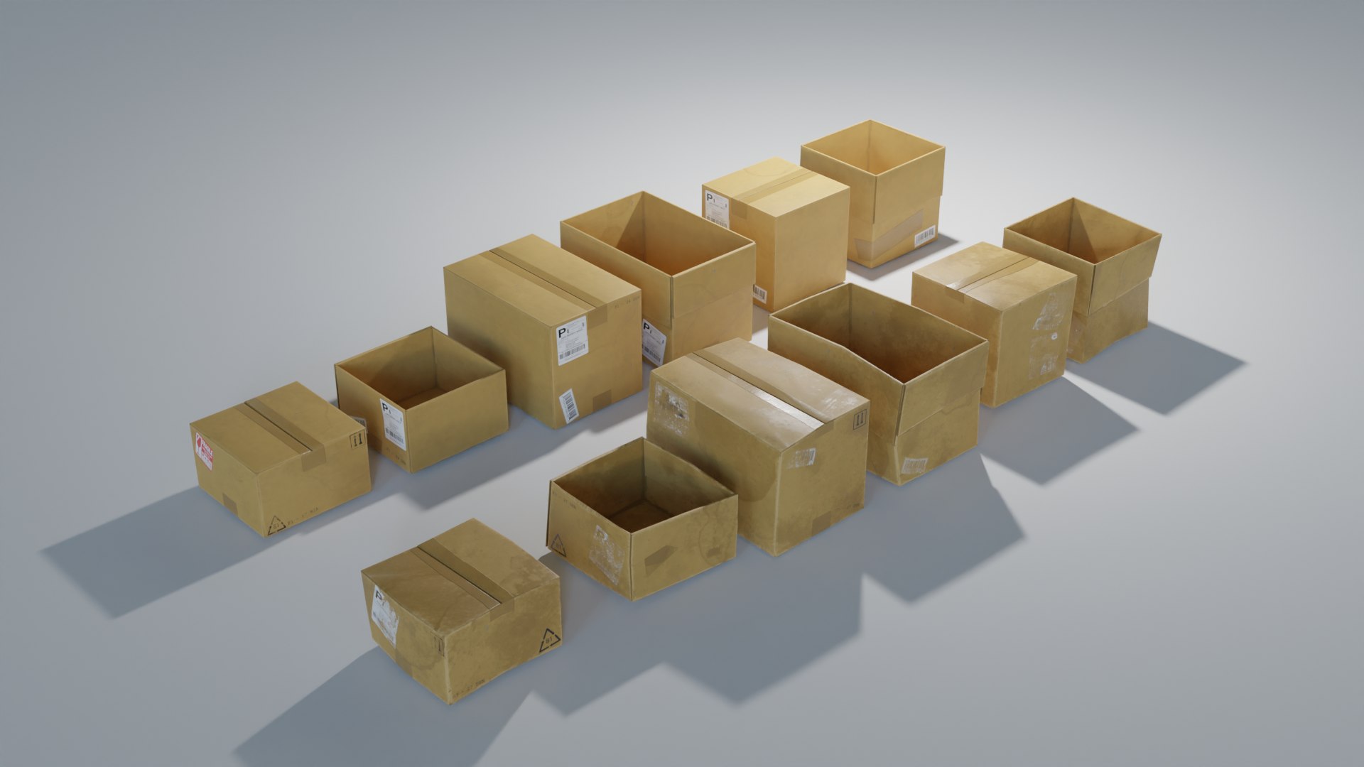 3D Ultimate Cardboard Box Pack with 8 - 4K texture Sets - TurboSquid ...