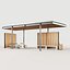 3D Set benches pergola urn table 3D model model