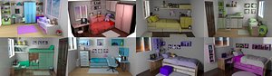 Kids Bedrooms Bundle 3D model