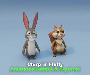 3D Chirp n Fluffy - Animated Squirrel and Rabbit 3D Model Collection model