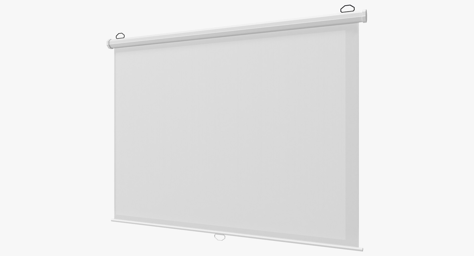Manual Pull Down White Projection Screen Wall Mounted 3D model preview