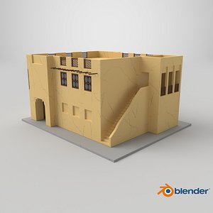 3D Cartoon Two Story Arab Adobe House