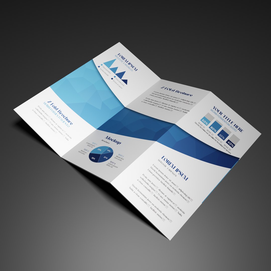 3D Folded Leaflet Brochure Mockup- A4 Size- Z Fold Model - TurboSquid ...