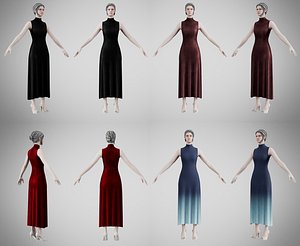Dress 56 Simple Velvet Colors Collection 5 3D model