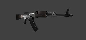 Low-Poly Cheap AK-47 (RIgged) (Colorized)) Colorized