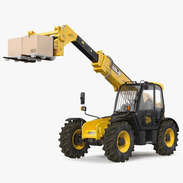 3D Forklift Truck JCB 535 with Pallet and Boxes