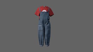 3D Bib and brace overalls model