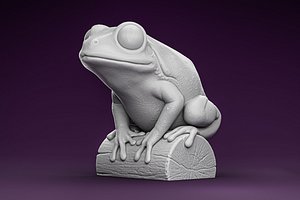 3D Tree Frog on Log 3D print model