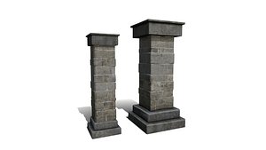 3D Stone Pillar Low-poly