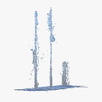 50cm height 3 Tiny Trickle Fountains rising up - Animation of 15s at 60fps