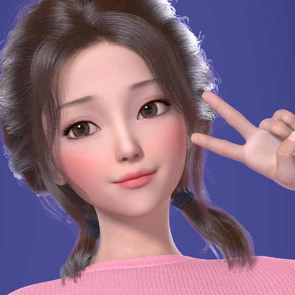 3D 3D Cartoon Girl Female Student rigged woman