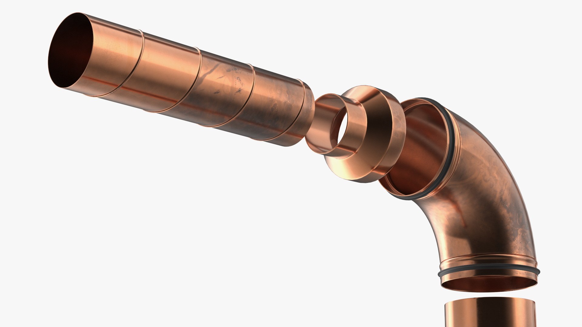 3D Ventilation Spiral Duct Pipe Fittings Copper - TurboSquid 2505235