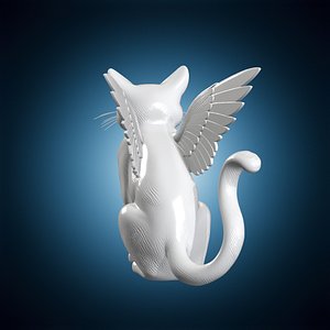 Celestial Winged Cat with Gossamer Wings 3D Print Model model