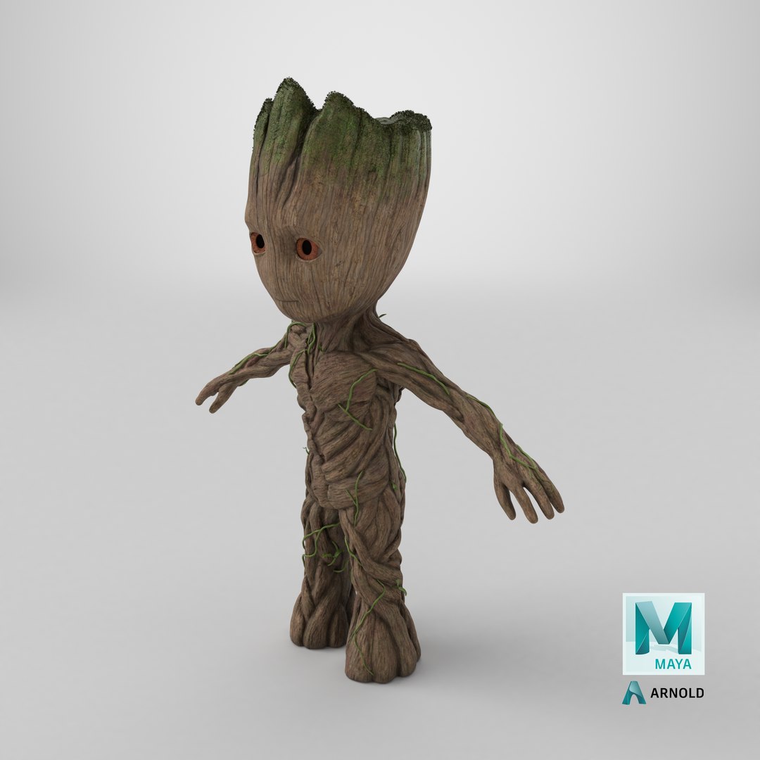 Little Groot Character from Marvel 3D model https://p.turbosquid.com/ts-thumb/I6/LtjQ3m/8P/stemcell_maya_arnold_render/png/1731608194/1920x1080/fit_q87/e2a57c69f2b5b69802c49bc9530bfd4d010cd06d/stemcell_maya_arnold_render.jpg