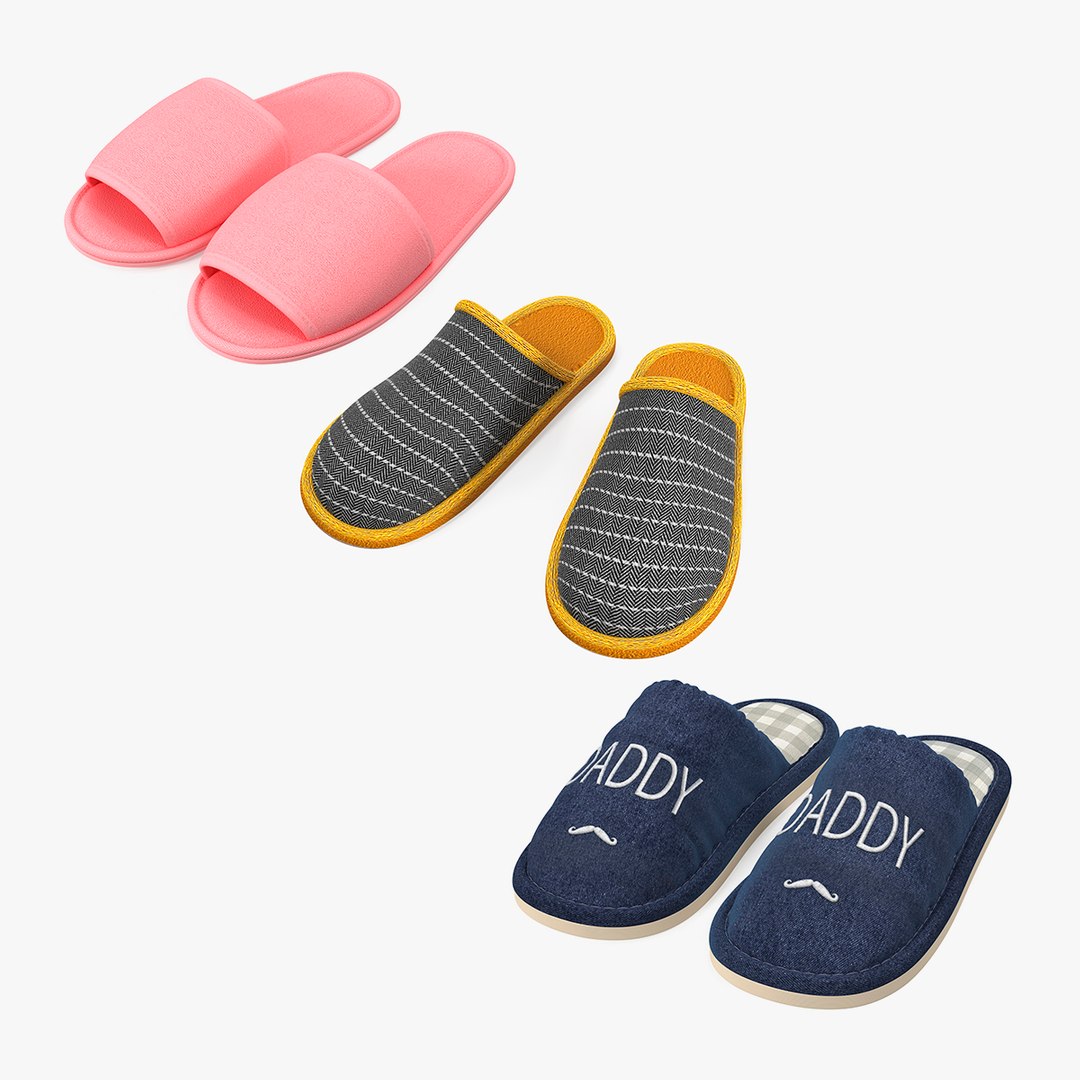 Home Slippers Collection 3D model preview