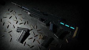 FENDER M6 Assault Rifle Low-poly model