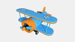 Airplane Cartoon A06 Blue Orange - Classic Aircraft model