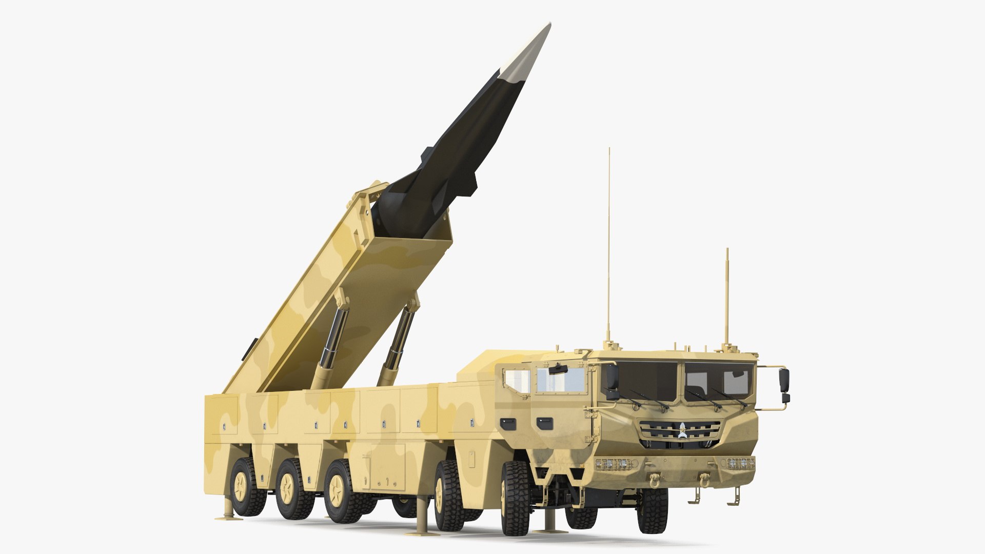 Atomic Missile on Road Mobile Vehicle Rigged 3D model preview