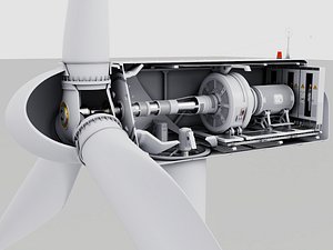 3D Wind Turbine Nacelle Internal Structure Cross Section