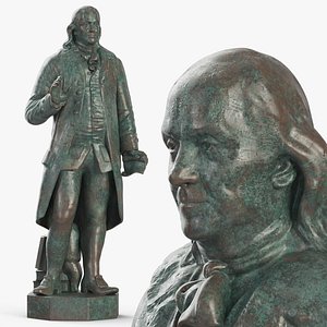 Historical Franklin Statue Patina Bronze 3D model