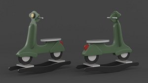 3D Wooden Rocking Scooter model