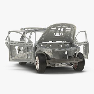 SUV Frame with Chassis Rigged for Cinema 4D