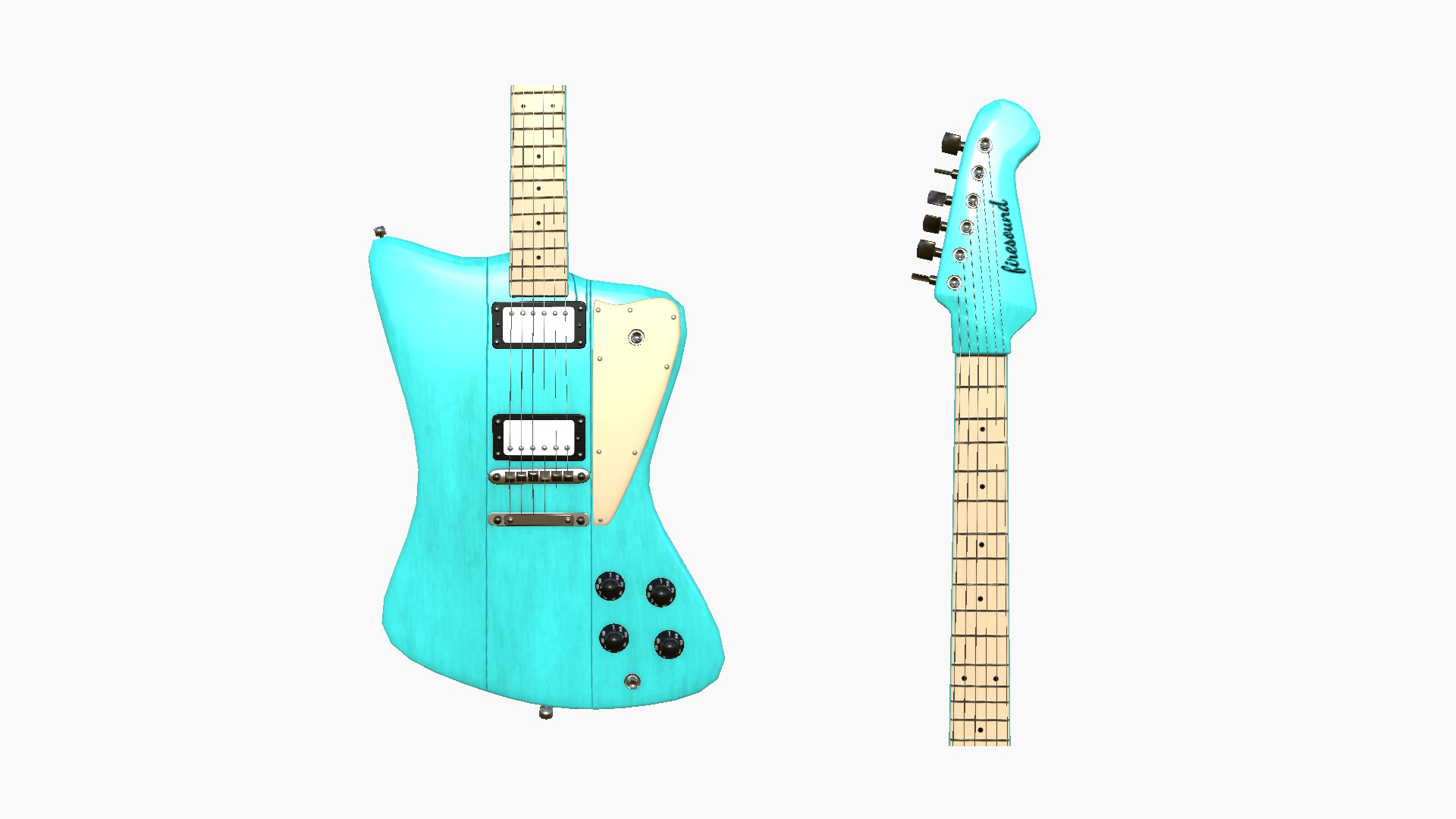 Electric Guitar G04 Light Blue - Music Instrument Design 3D ...