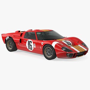 3D Ford GT40 Racing Car Red model