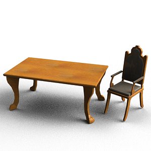 3d model classic chair table