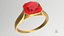 Anel de ouro de casamento Asscher Cut Ruby na caixa V01