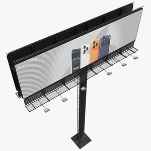 3D Trivision Billboard with Rotating Prisms Brand Rigged for Cinema 4D model