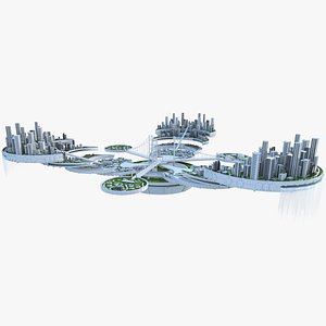 Sci-Fi Futuristic Future Flying City 3D model