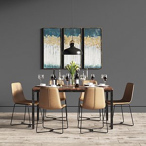 3D dining set 32 leather chair model