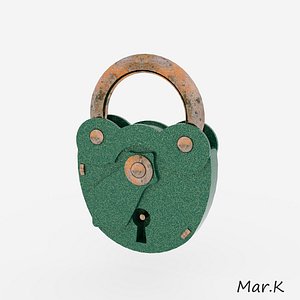 old padlock 3d obj