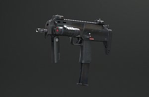 mp7a1 pdw MP7A1 low poly submachine rig rigged war soldier firearm military gun asault rifle smoke fire shot