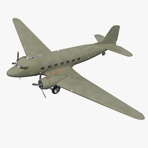 vintage military cargo plane 3D model