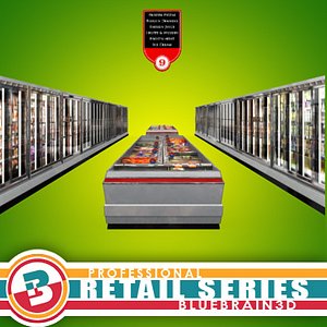 3d model grocery store freezer aisle