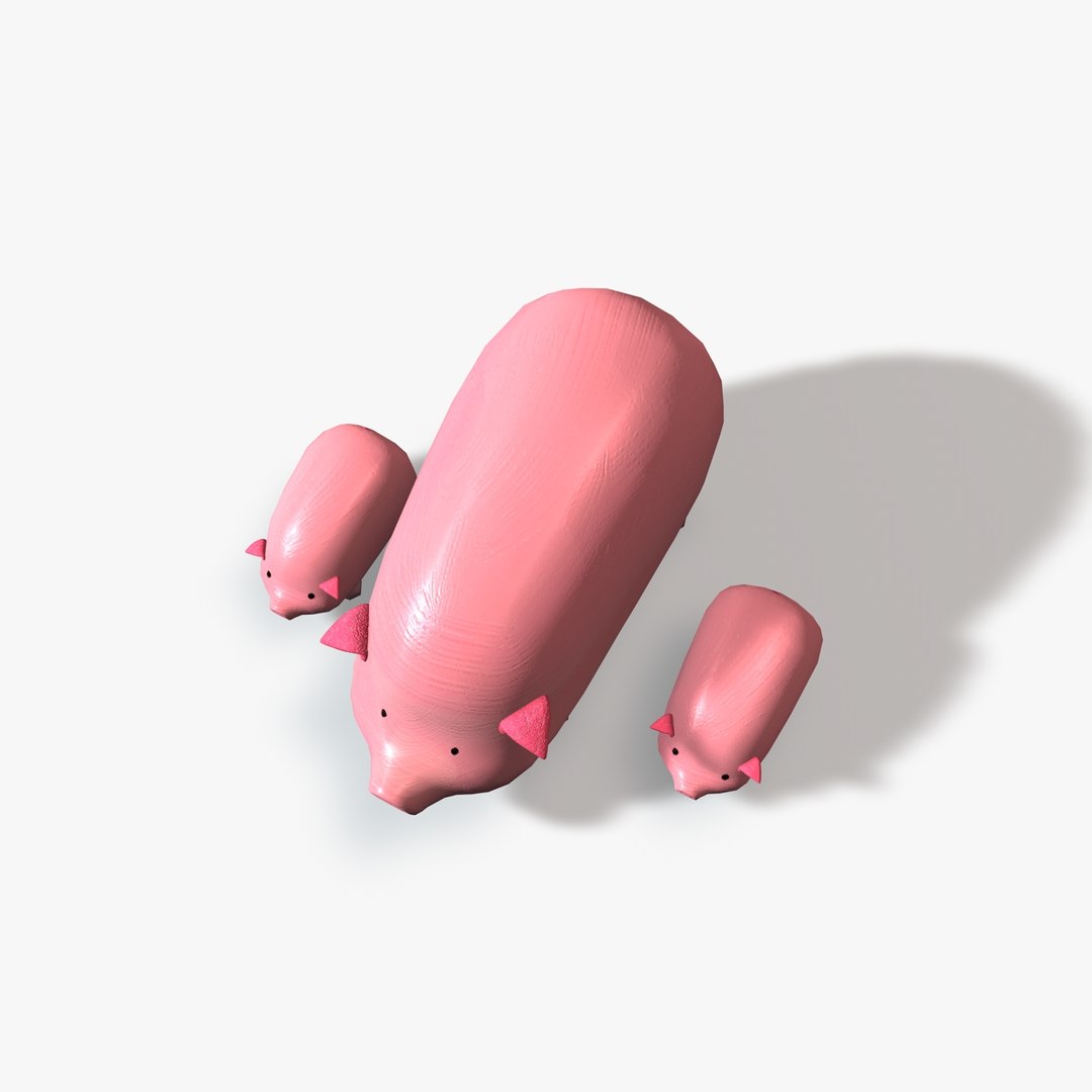3d Simple Toy Pigs Model