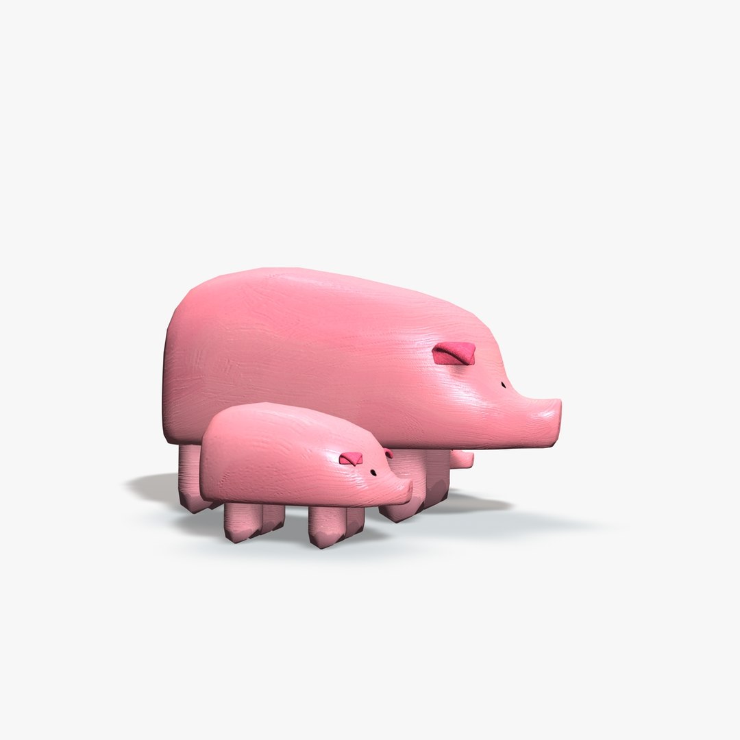 3d Simple Toy Pigs Model