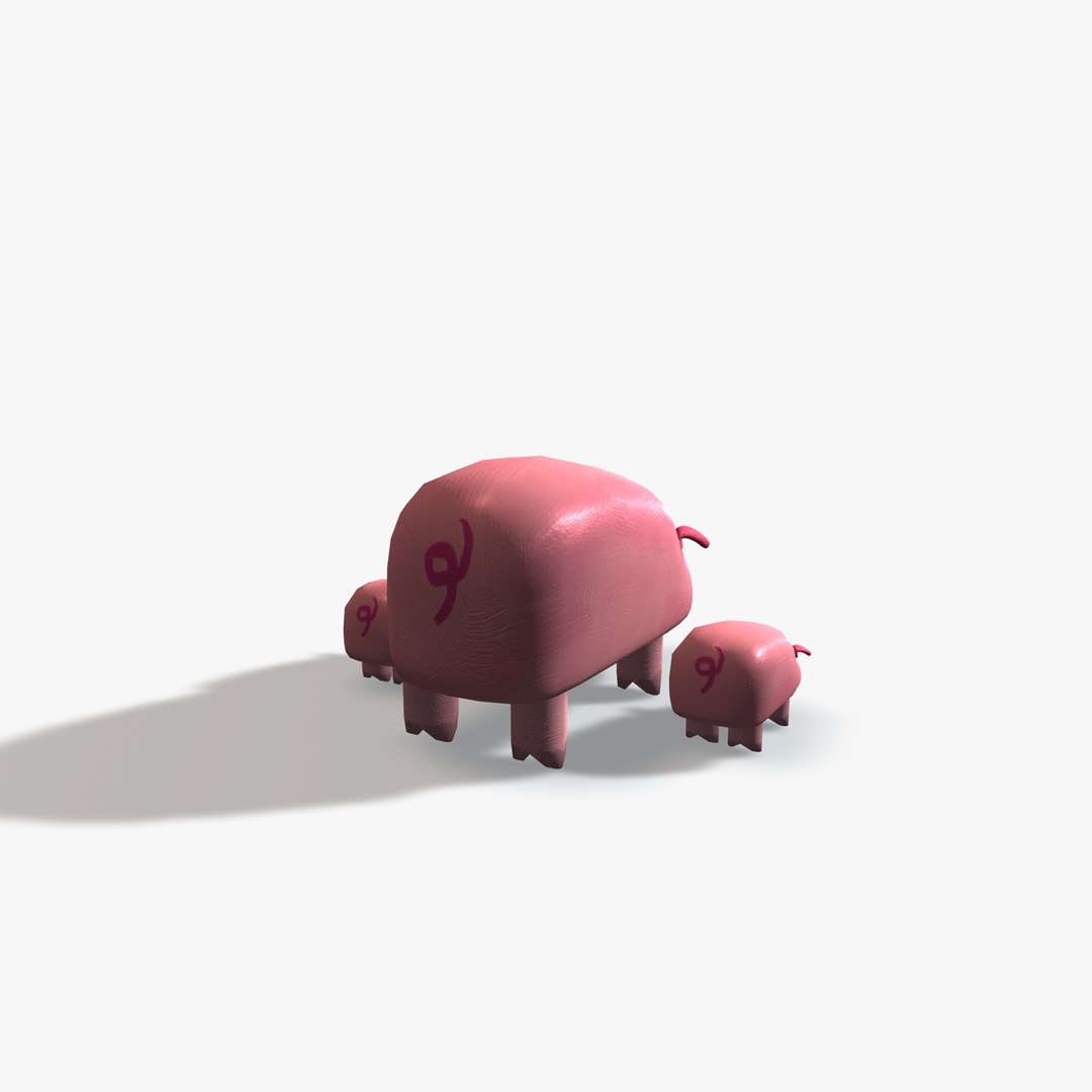 3d Simple Toy Pigs Model