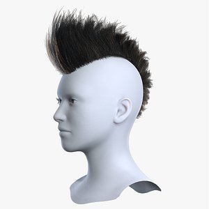 Spikes Mohawk Brown Hair with Shaved Sides 3D Asset 3D