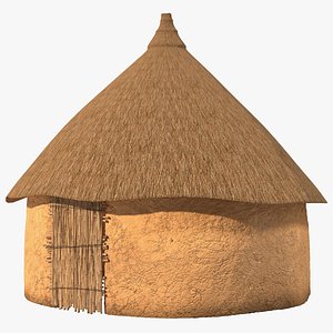 3D african clay house africa
