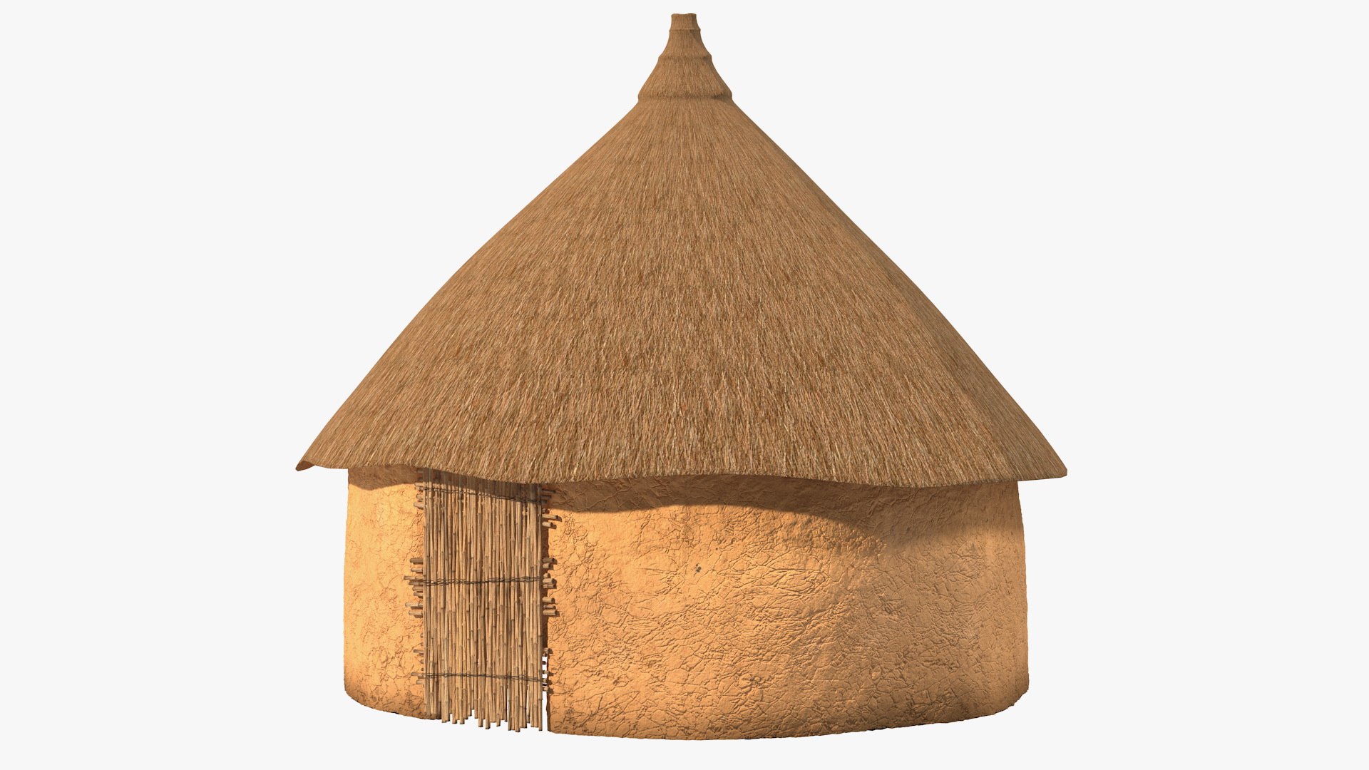 African Round Clay House 3D model preview