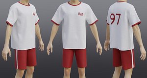 Male Sportwear Set - Graphic T-shirt and Shorts Tracksuit 3D model