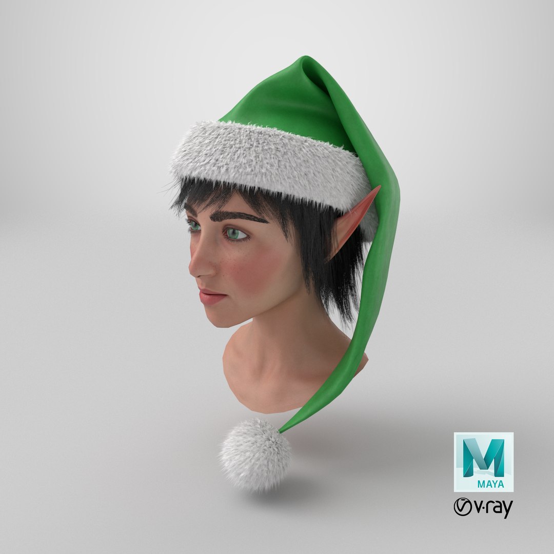 3D Christmas Elf Female Head 5 https://p.turbosquid.com/ts-thumb/I7/ZfmkDM/0B/stemcell_maya_vray_render/png/1785772334/1920x1080/fit_q87/ae642761b5d31bfcf4ff4fdc96fbf6a3bf81a58f/stemcell_maya_vray_render.jpg