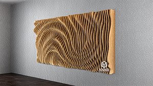 Parametric Wavy Wooden Wall Decor 19 - wood cutting machines 3D model