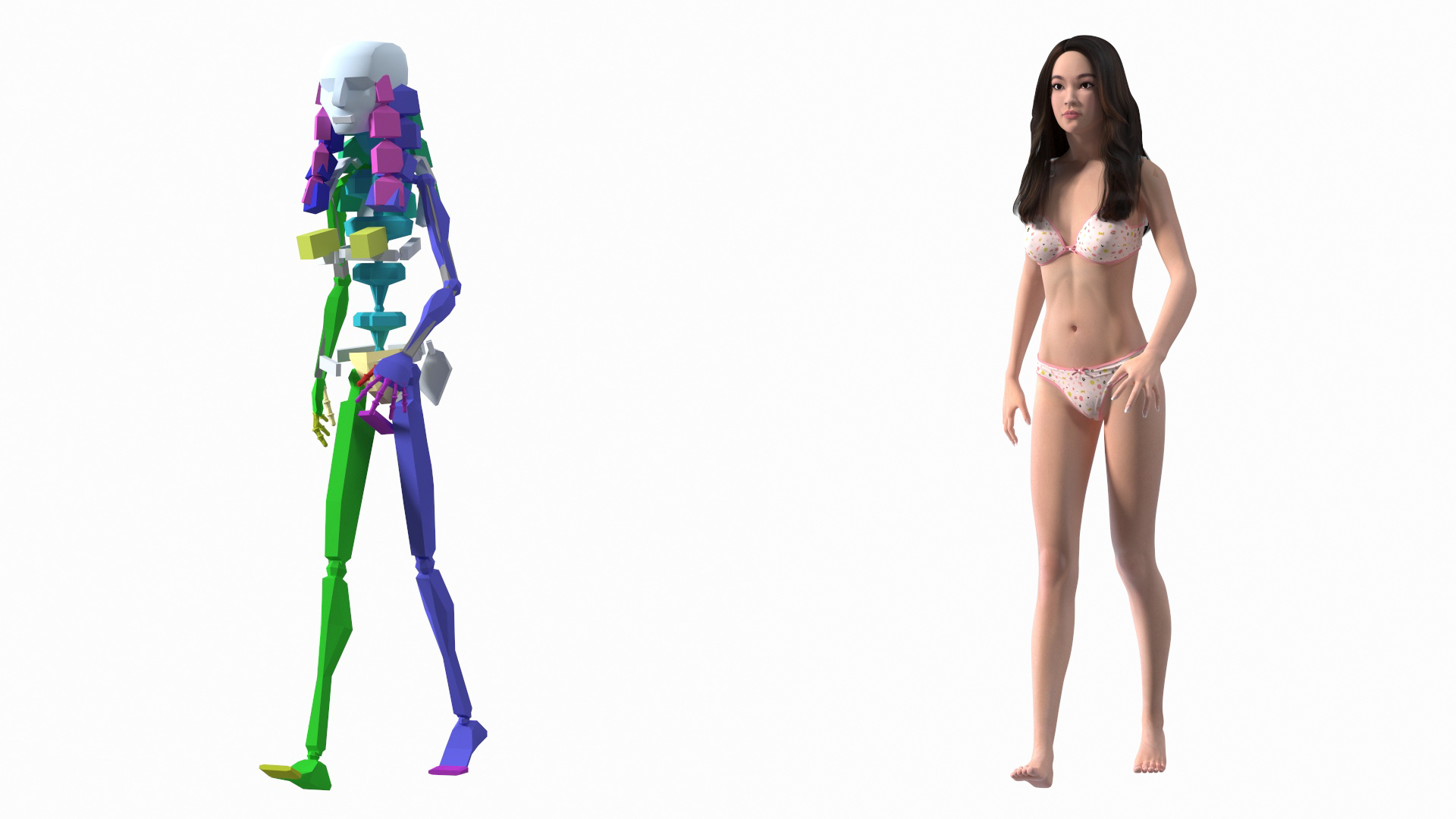 Asian Woman in Lingerie T Pose 3D Model $159 - .3ds .blend .c4d